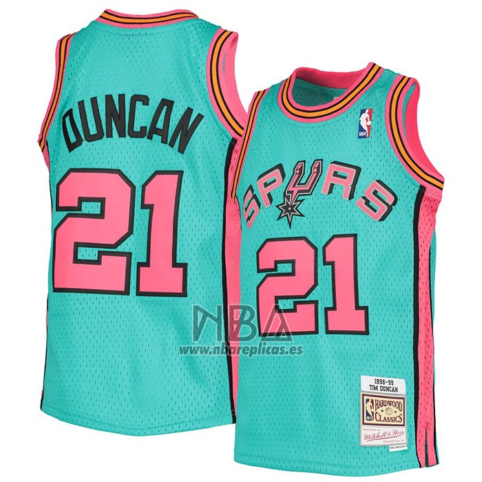 Camiseta San Antonio Spurs Tim Duncan NO 21 Mitchell & Ness 1998-99 Verde